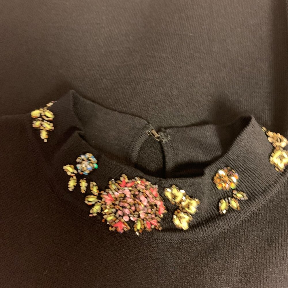 JAC Sweater Set Black Beaded Sequins Evening Wear Event Glam Bling Womens SZ S - Picture 7 of 15